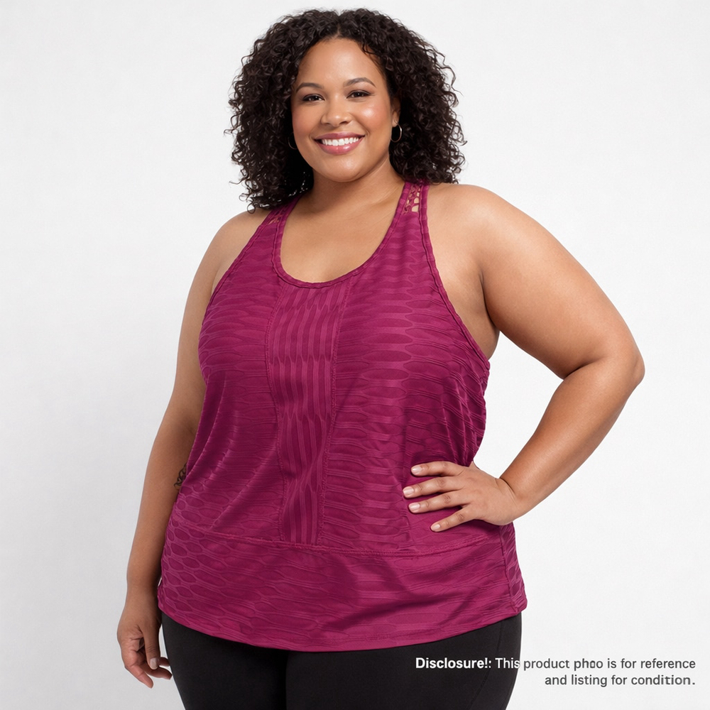 Nine West Active 3X Magenta Racerback Mesh Tank Top Athleisure Gym Workout Y2K